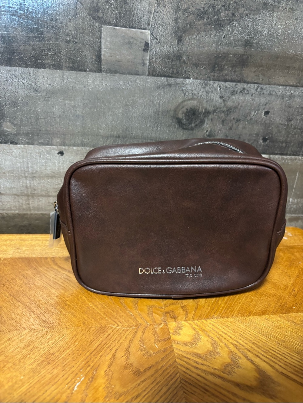New Dolce & Gabbana The One Dark Brown Faux Leather Toiletry Pouch